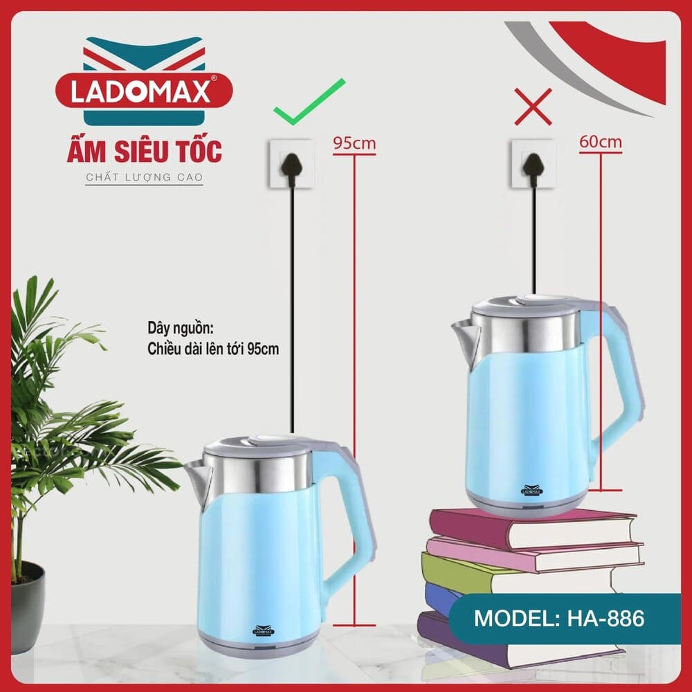 Ấm siêu tốc Ladomax 2.3 Lít HA-886 cao cấp - Ảnh 10