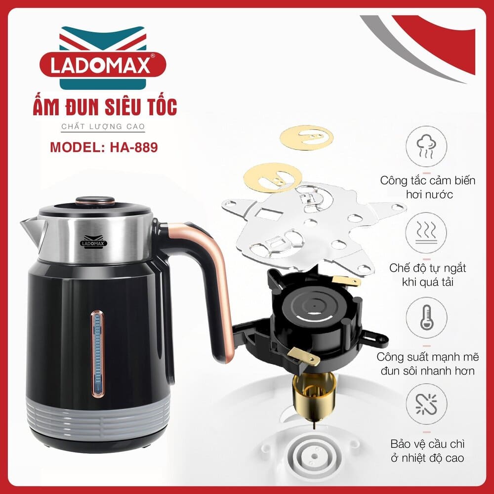 Ấm siêu tốc Ladomax 2 Lít HA-889 cao cấp - Ảnh 9