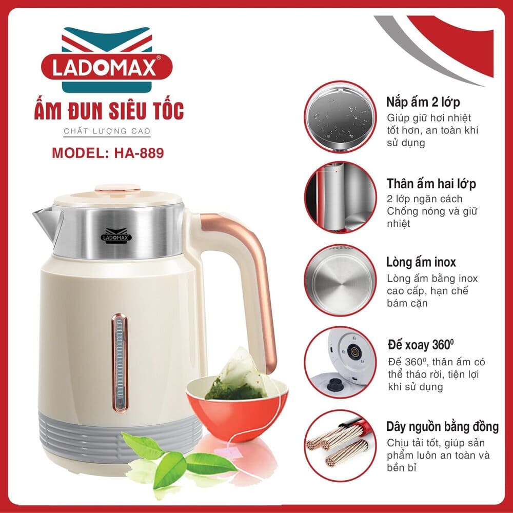 Ấm siêu tốc Ladomax 2 Lít HA-889 cao cấp - Ảnh 13