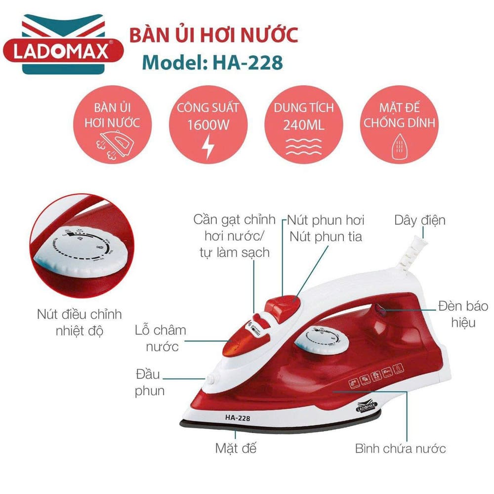 Bàn ủi hơi nước Ladomax HA-228 cao cấp - Ảnh 11