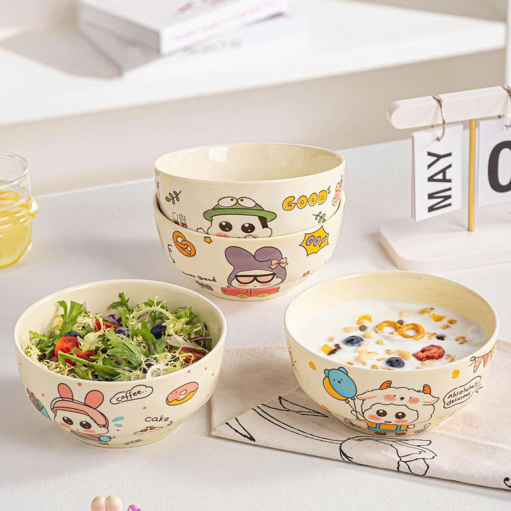 Set 4 bát sứ ăn cơm siêu cute hình hoạt hình size 4.5inch - Ảnh 9