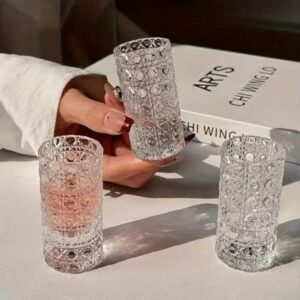 Alternative view of Bộ 6 ly thuỷ tinh uống rượu vân nổi 20ml