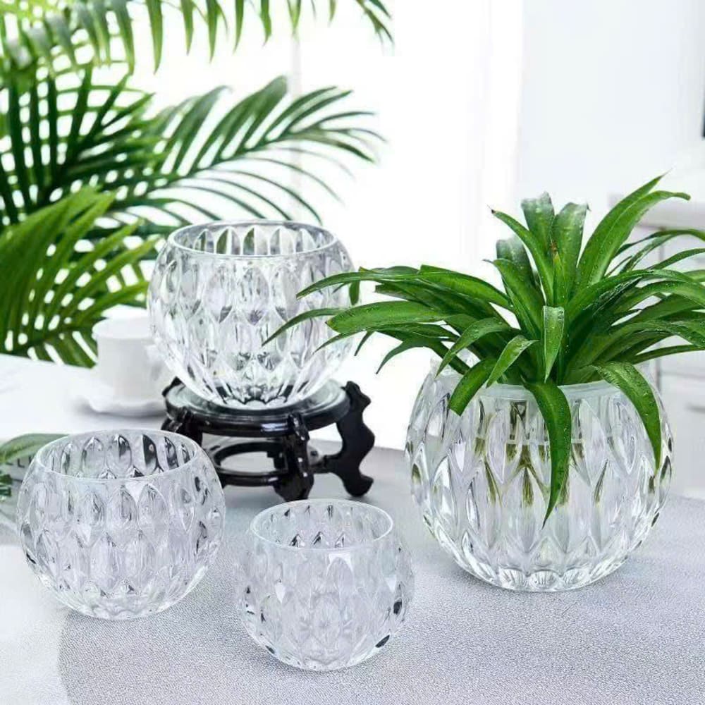 Bộ 2 chậu thuỷ tinh chấm bi để bàn trang trí decor LX8009 - Ảnh 11