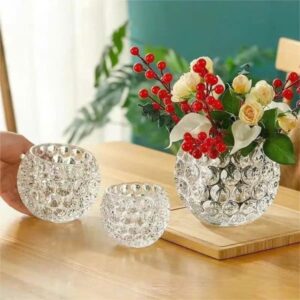 Bộ 2 chậu thuỷ tinh chấm bi để bàn trang trí decor LX8009