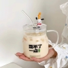 Cốc uống nước thuỷ tinh có tay cầm và ống hút 500ml - Ảnh 7