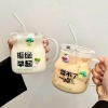 Cốc uống nước thuỷ tinh có tay cầm và ống hút 500ml - Ảnh 8
