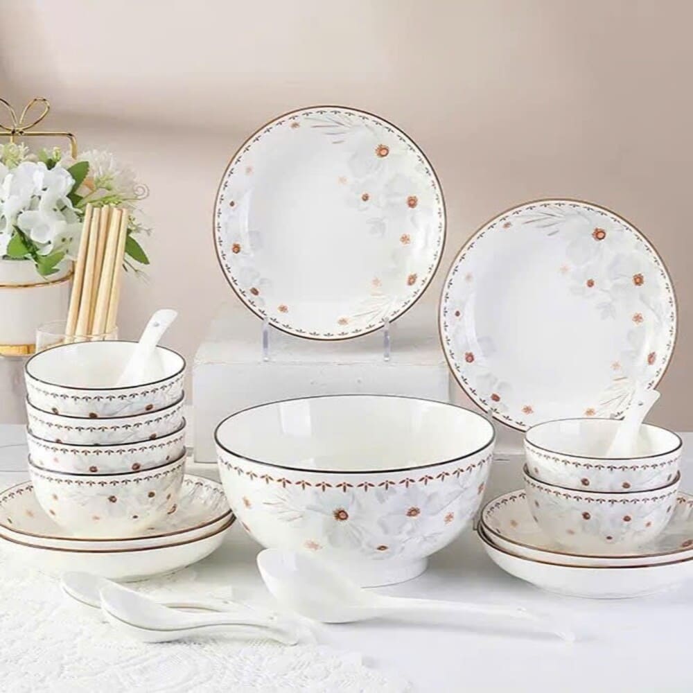 Combo 5 đĩa sứ hoạ tiết hoa dừa trắng size 7inch - Ảnh 10