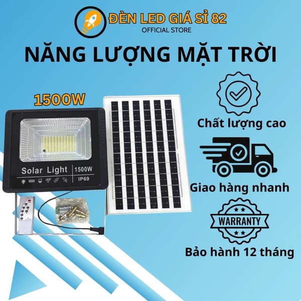 Đèn pha năng lượng mặt trời chống nước có remote 1500w - Ảnh 2