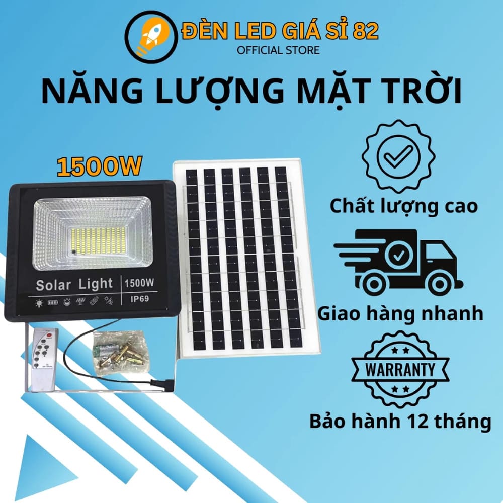 Đèn pha năng lượng mặt trời chống nước có remote 1500w - Ảnh 9