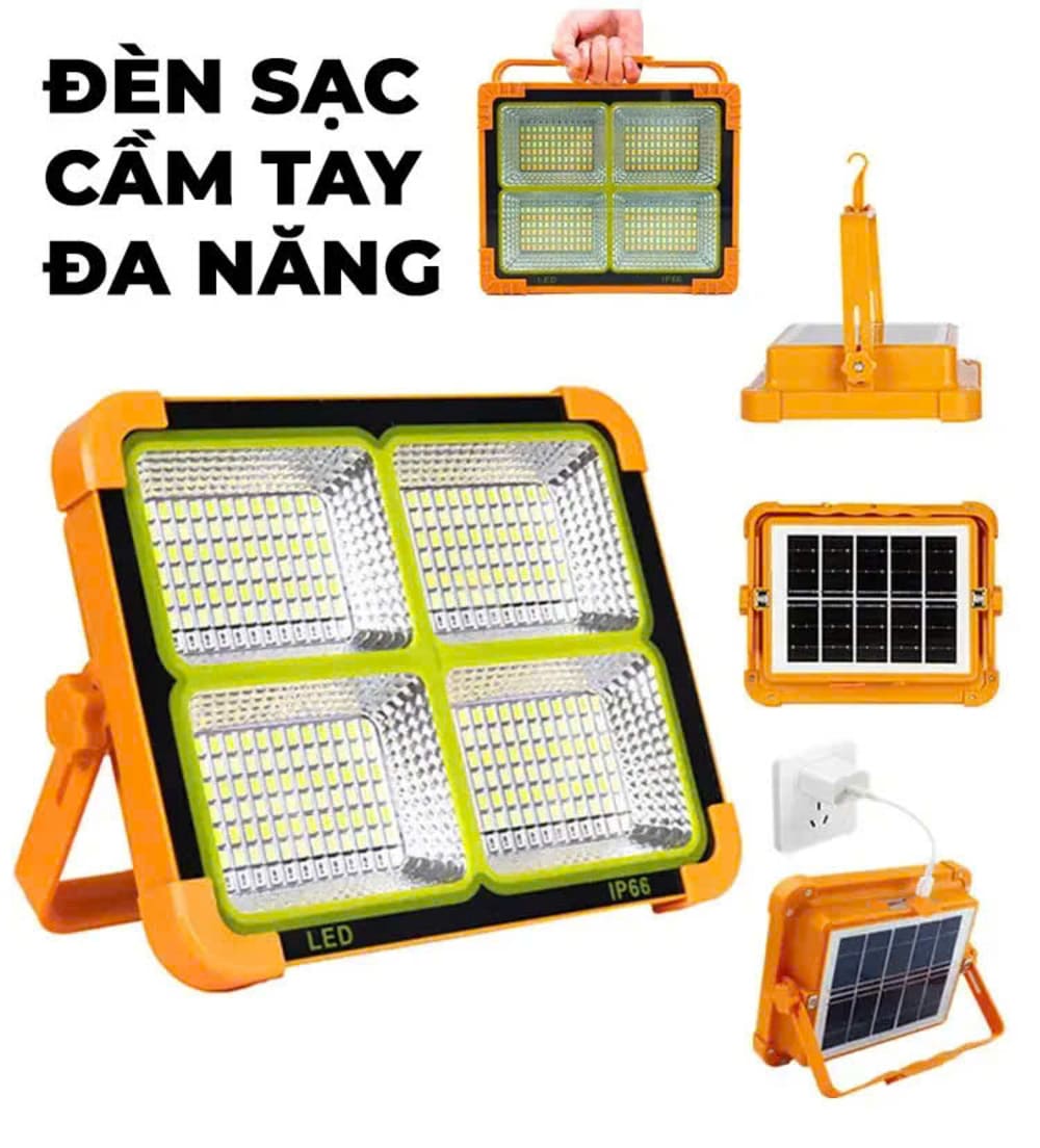 Đèn pha năng lượng mặt trời xách tay 4 khoang 500W - Ảnh 12