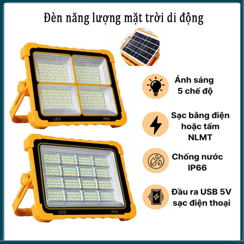 Đèn pha năng lượng mặt trời xách tay 4 khoang 500W - Ảnh 10