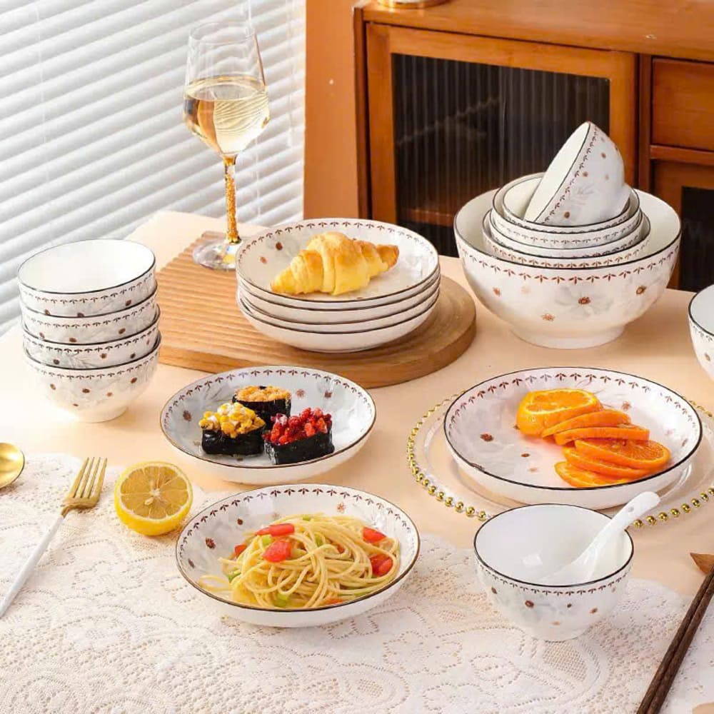 Đĩa sứ hoạ tiết hoa dừa trắng size 9inch - Ảnh 9
