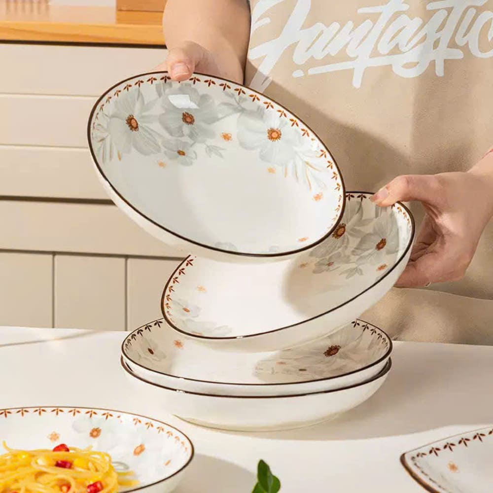 Đĩa sứ hoạ tiết hoa dừa trắng size 9inch - Ảnh 11