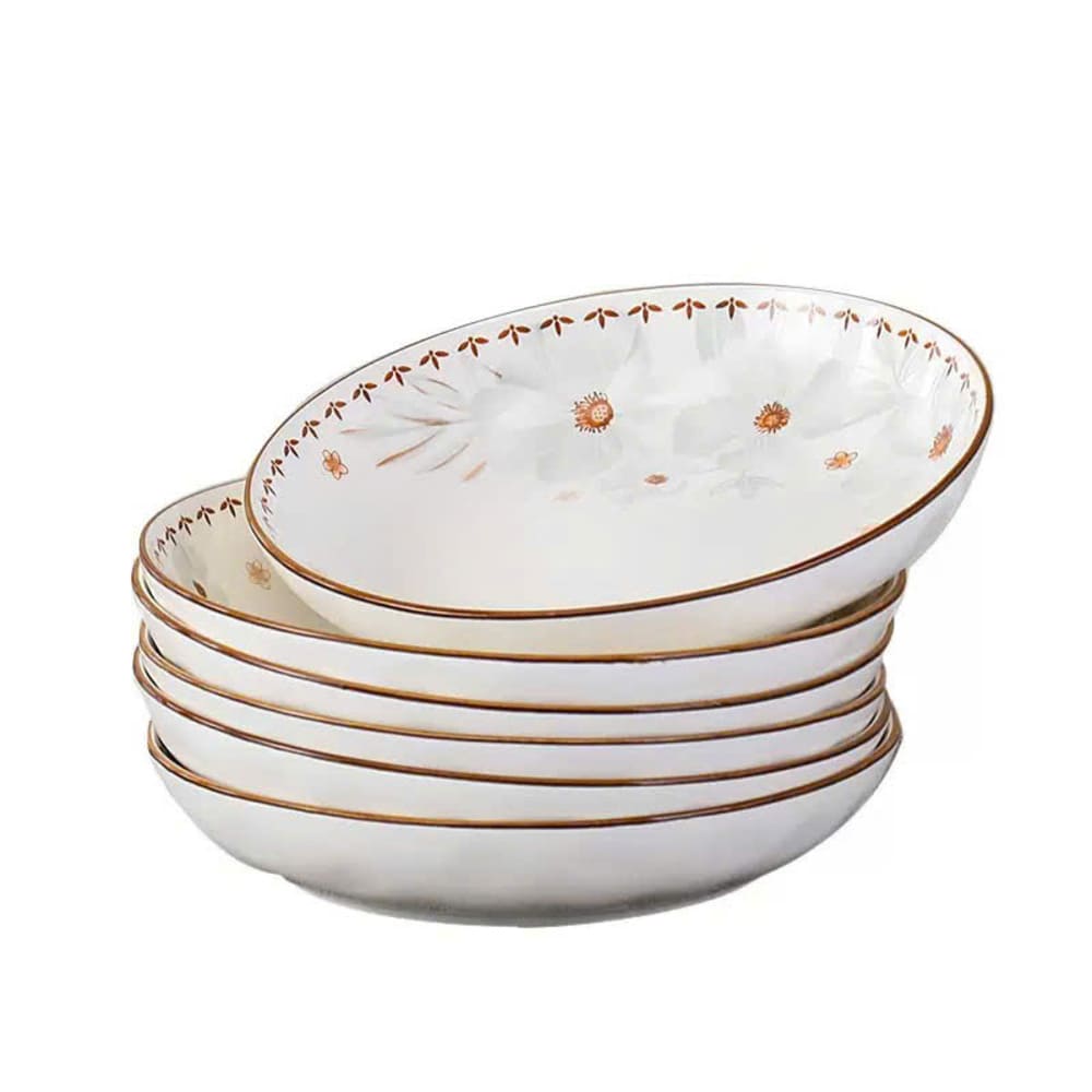 Combo 5 đĩa sứ hoạ tiết hoa dừa trắng size 7inch - Ảnh 12
