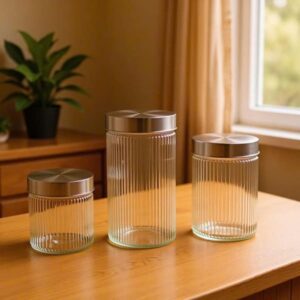 Hũ thuỷ tinh đựng thực phẩm nắp inox vặn tròn 2100ml