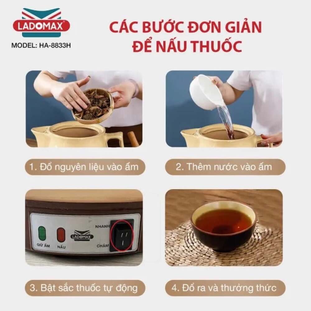 Ấm sắc thuốc Ladomax 3.3 lít HA-8833H - Ảnh 12