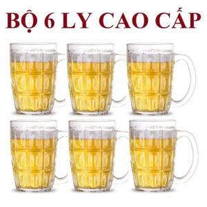 Alternative view of Bộ 6 ly thuỷ tinh uống bia có tay cầm Deli ZB33