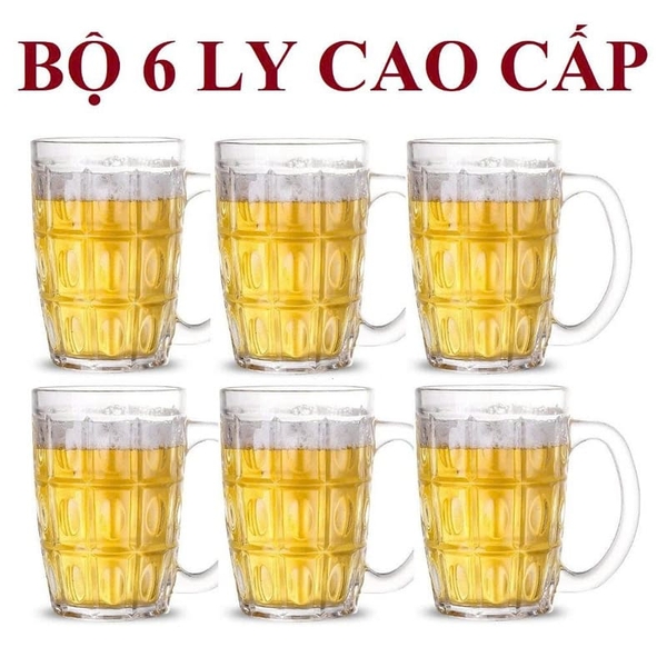 Bộ 6 ly thuỷ tinh uống bia có tay cầm Deli ZB33 - Ảnh 2