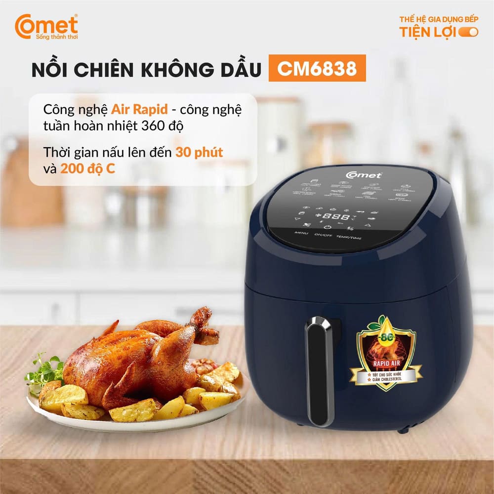 Nồi chiên không dầu Comet CM6838 4L - Ảnh 9