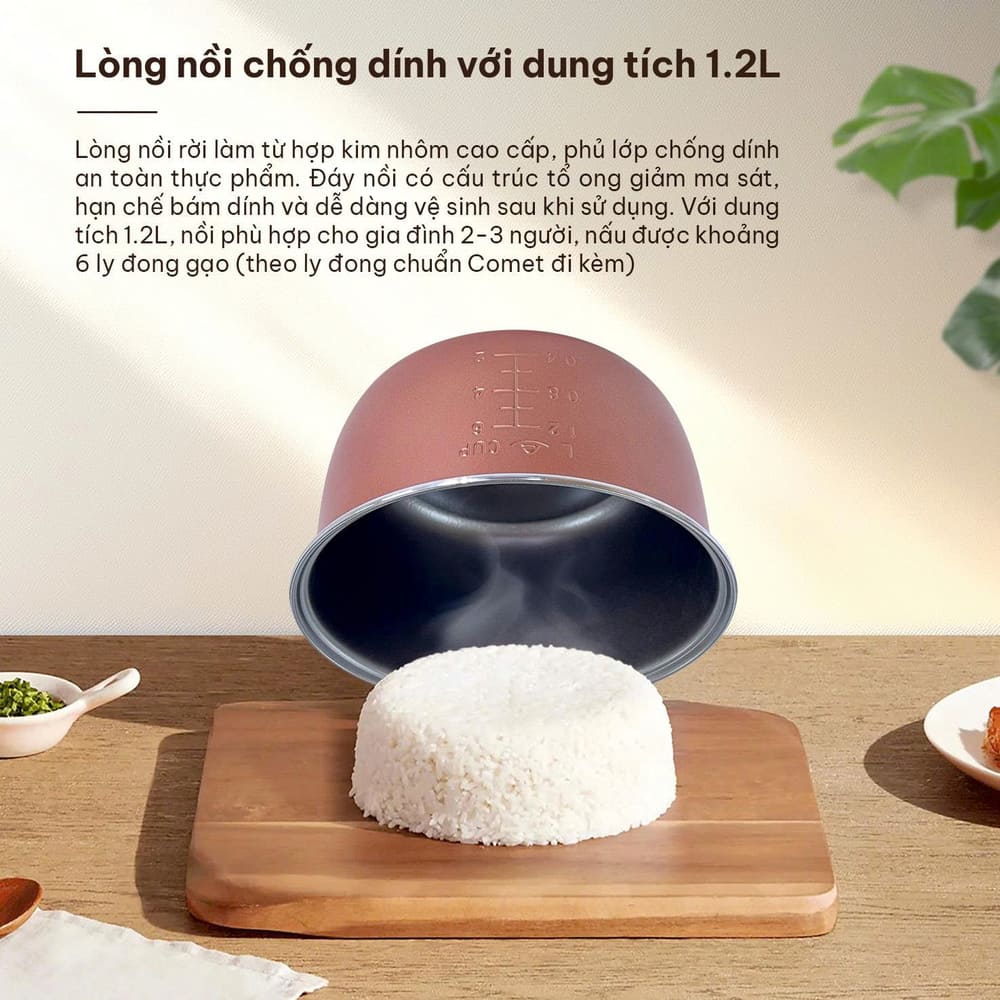Nồi cơm điện nắp gài Comet CM8002 1.2L - Ảnh 12