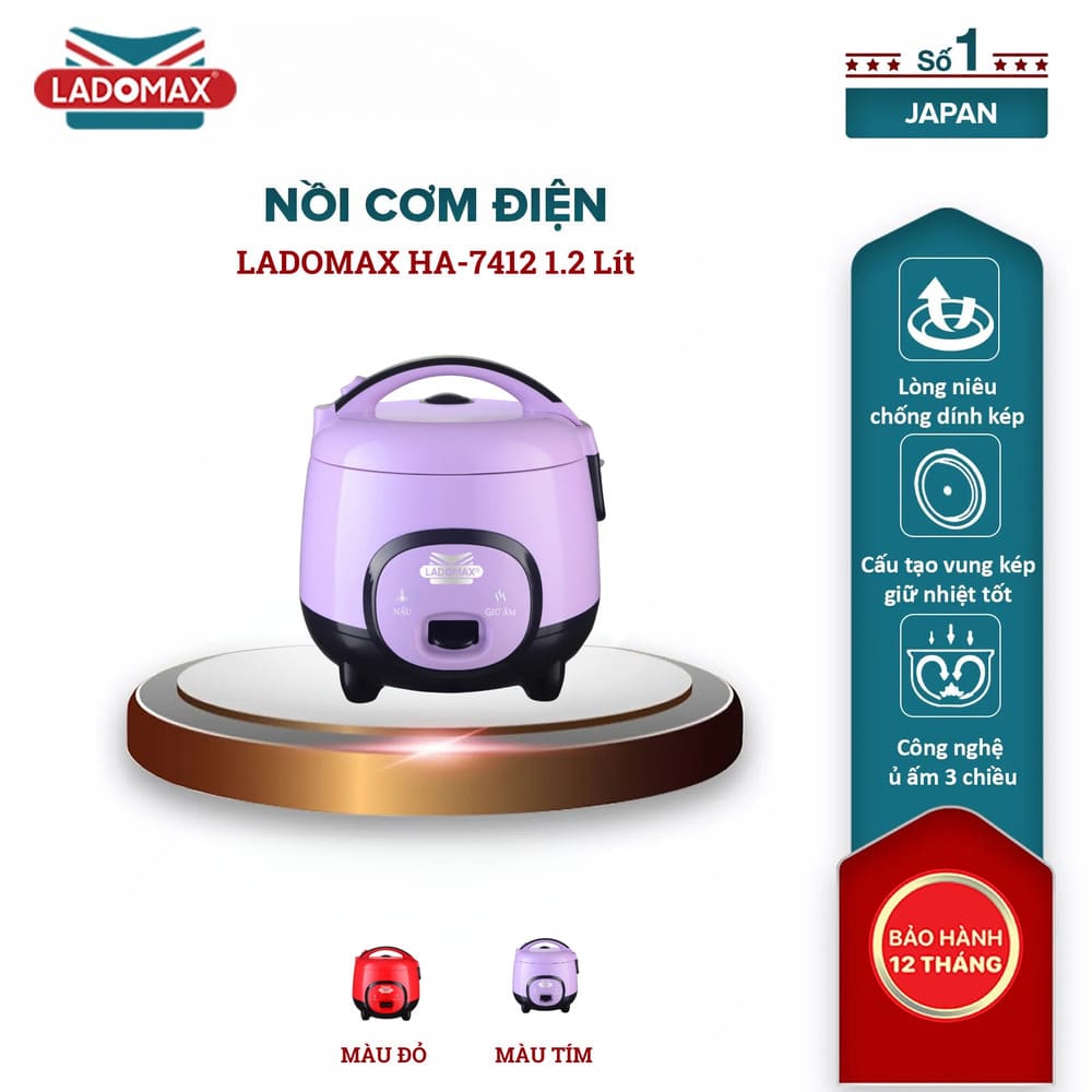 Nồi cơm điện nắp gài Ladomax 1.2 Lít HA-7412 - Ảnh 9