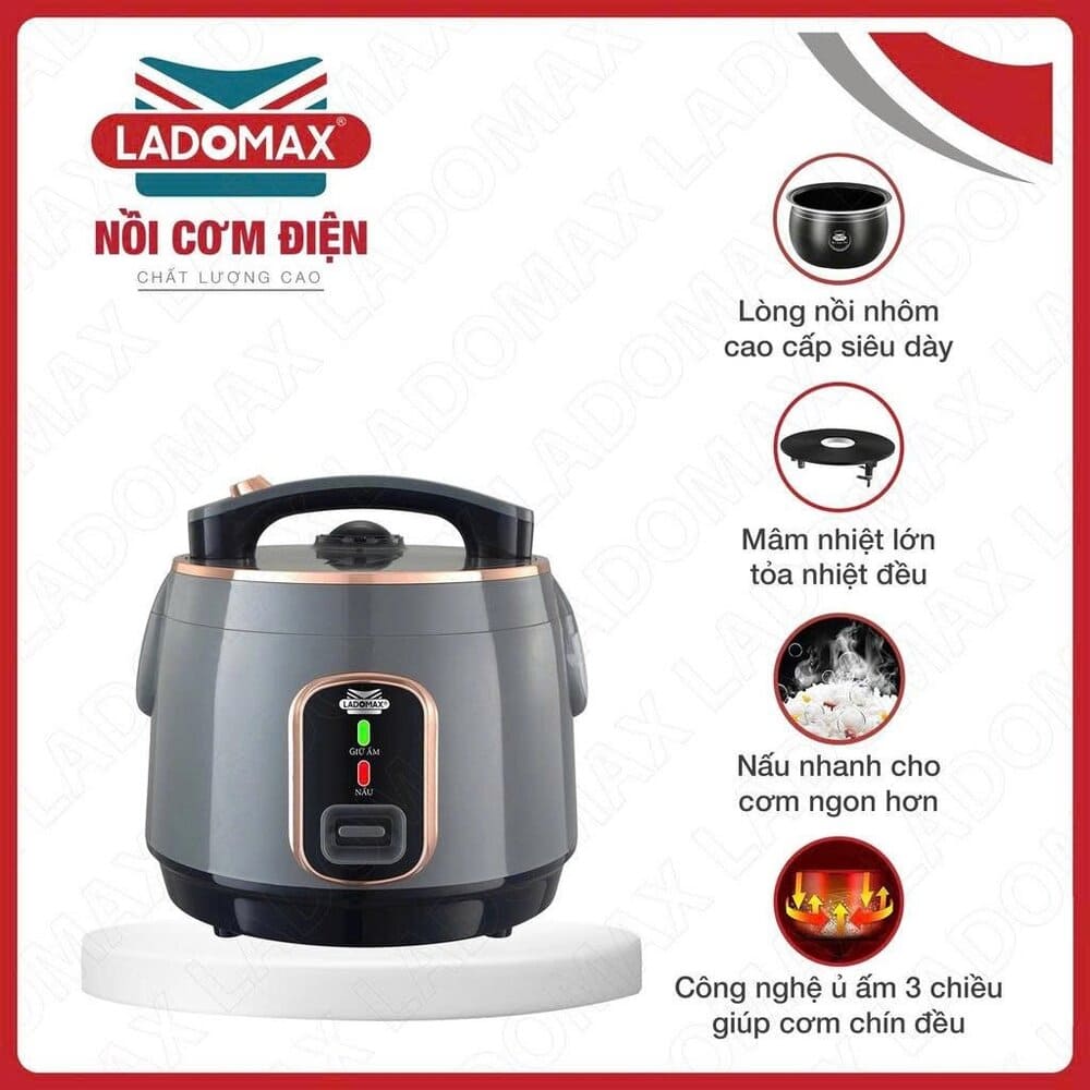 Nồi cơm điện nắp gài Ladomax 1.8 Lít HA-7518 - Ảnh 12