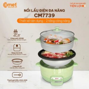 Alternative view of Nồi lẩu điện có lồng hấp đa năng Comet CM7739 3.5L
