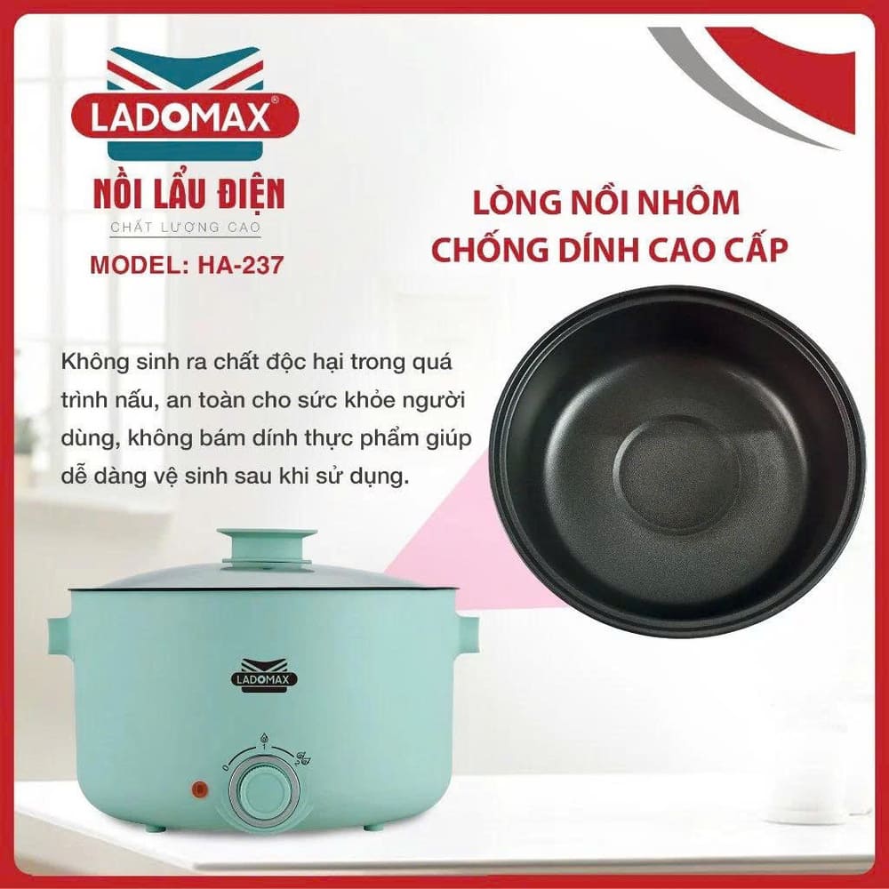 Nồi lẩu điện đa năng Ladomax 4 Lít HA-237 - Ảnh 12