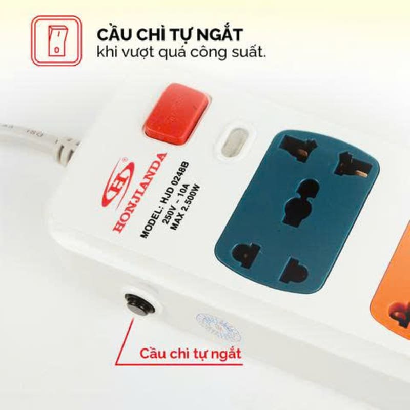 Ổ cắm điện có cầu chì tự động 4 lỗ dây 3m HJD 0236B-2U-3 - Ảnh 10