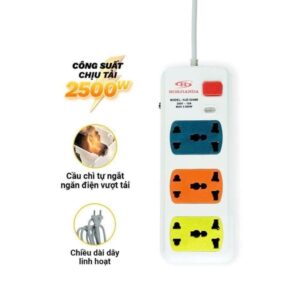 Alternative view of Ổ cắm điện có cầu chì tự động 6 lỗ dây 3m HJD-02B