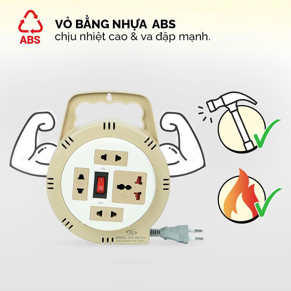 Ổ cắm điện tròn quay tay kéo dây 5m HJD 082-10A - Ảnh 11