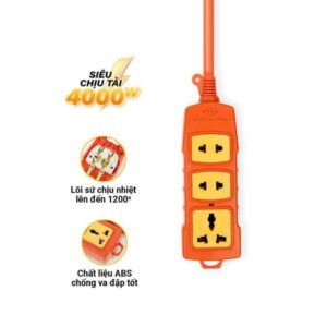 Alternative view of Ổ cắm điện màu cam chịu nhiệt 3 ổ cắm HJD CN3D-4000W