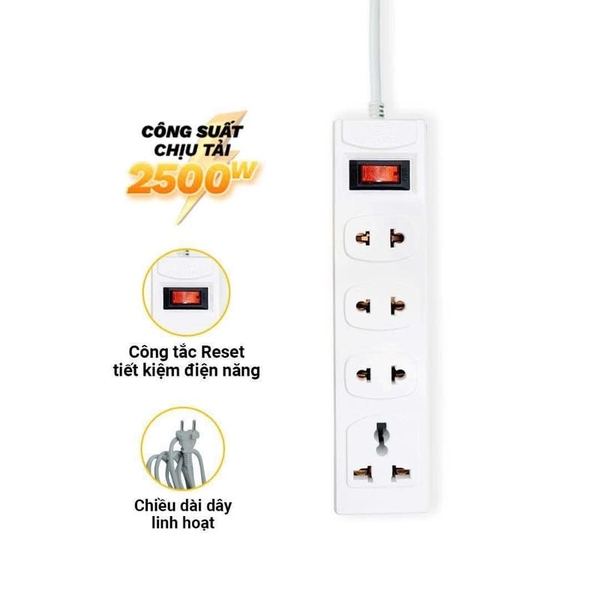Ổ cắm điện chịu nhiệt đa năng 4 ổ cắm dây 3m HJD 0114R - Ảnh 2