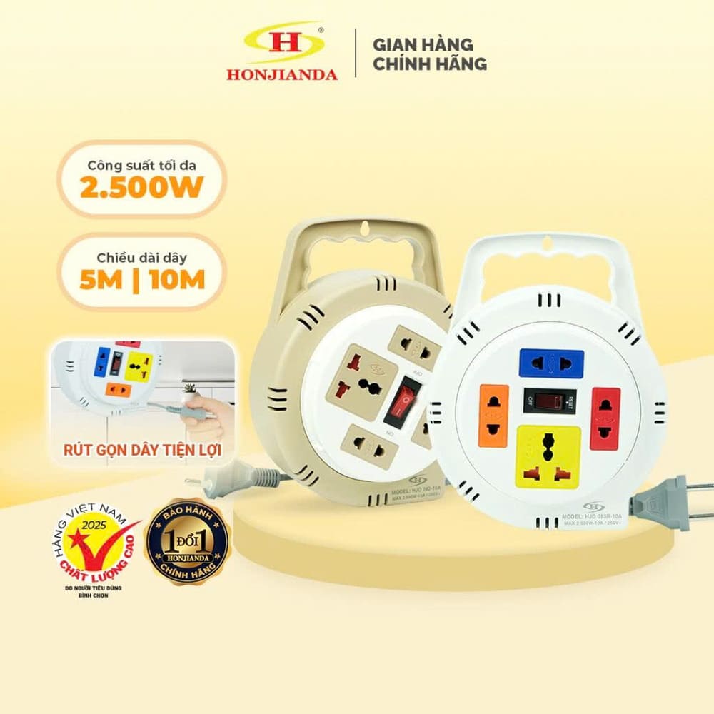 Ổ cắm điện tròn quay tay kéo dây 5m HJD 082-10A - Ảnh 9