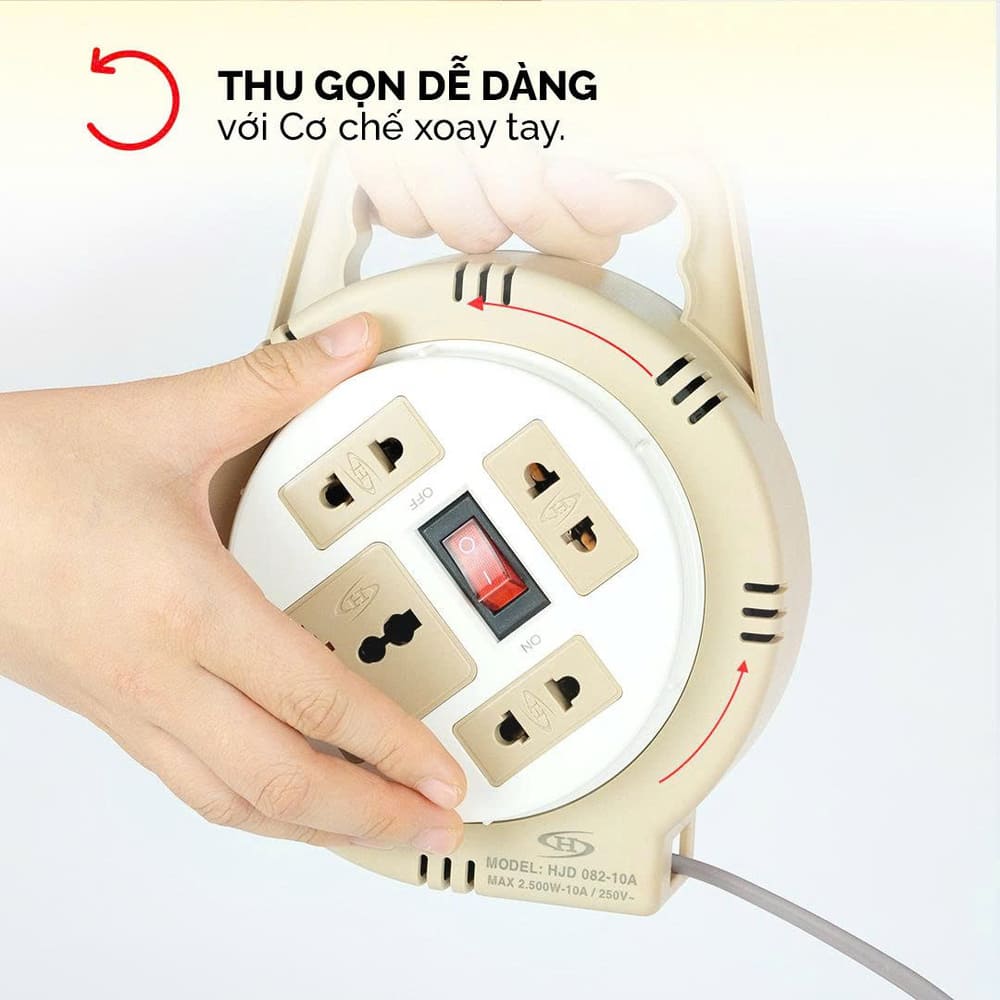 Ổ cắm điện tròn quay tay kéo dây 5m HJD 082-10A - Ảnh 13