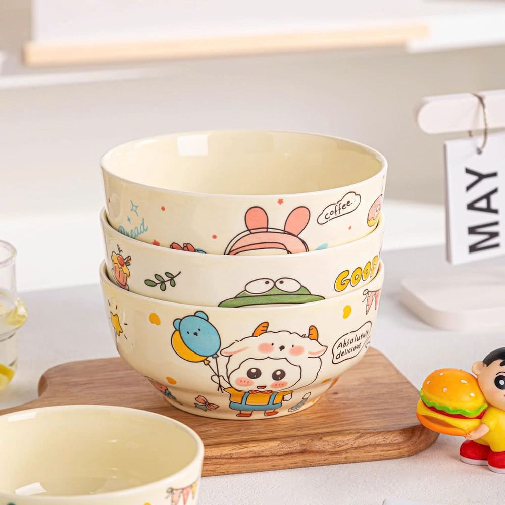 Set 4 bát sứ ăn cơm siêu cute hình hoạt hình size 4.5inch - Ảnh 13