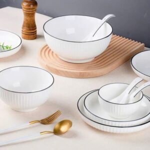 Alternative view of Tô bầu sứ vân sọc trắng viền đen size 20cm số 8