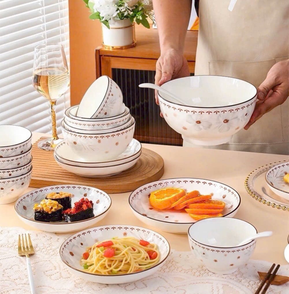 Tô sứ hoạ tiết hoa dừa trắng size 7inch - Ảnh 12