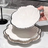 Đĩa sứ trắng viền đen hình hoa mai sang trọng số 8 - Ảnh 3